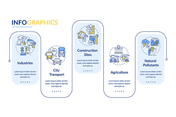 Ambient Air Pollution Vector Infographic - Graphic Templates for Modern Design
