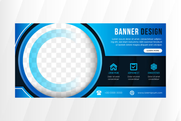 Circle Blue Gradient Horizontal Flyer for Graphics and Print Templates