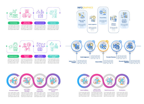 Ethnic Inequality Vector Infographic Set - Graphic Templates for Impactful Design